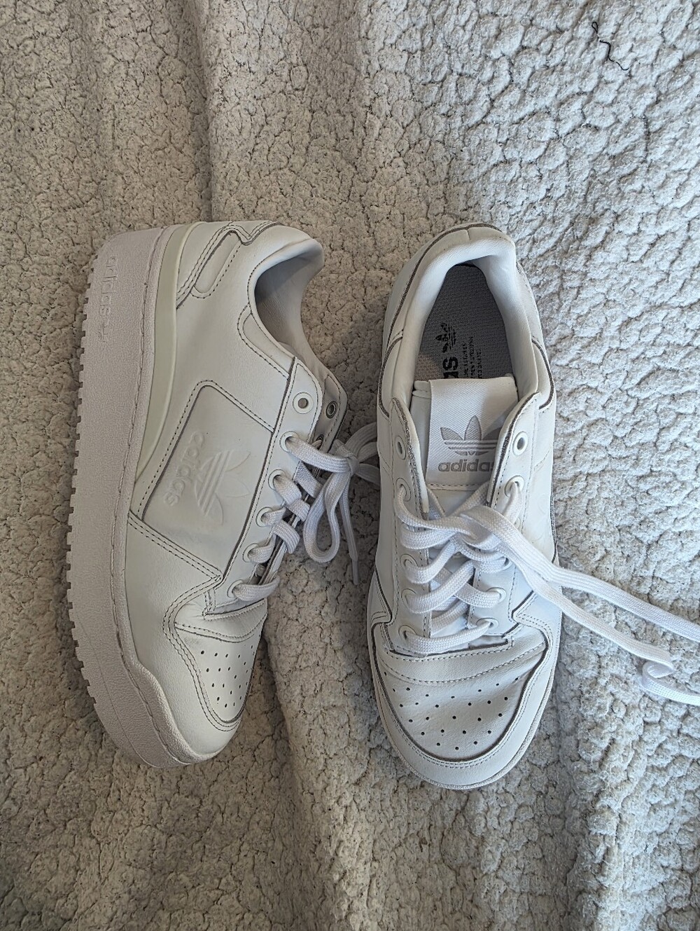 adidas White Leather Sneakers - Classic Trefoil